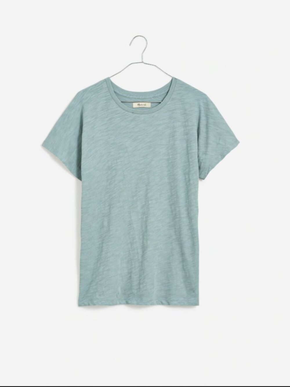Madewell Dolman-Sleeve Boxy Crewneck Tee in Slub Pale Eucalyptus Size Medium - Picture 3 of 13